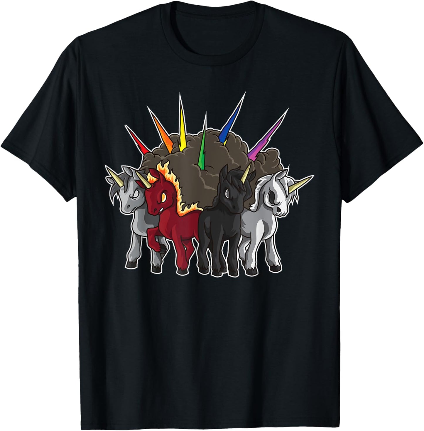 The Four Unicorns Of The Apocalypse - Horsemen Parody T-Shirt - T-Shirt | Black