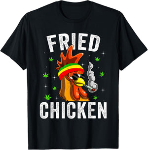Fried Smoking Chicken 420 Marijuana Graphic Weed Men Women T-Shirt - T-Shirt | Black