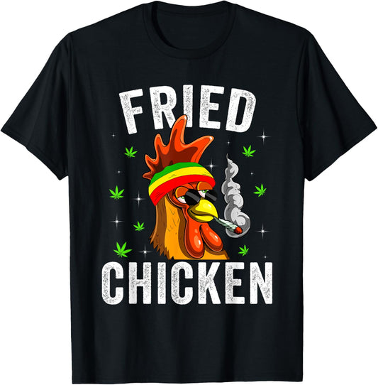 Fried Smoking Chicken 420 Marijuana Graphic Weed Men Women T-Shirt - T-Shirt | Black