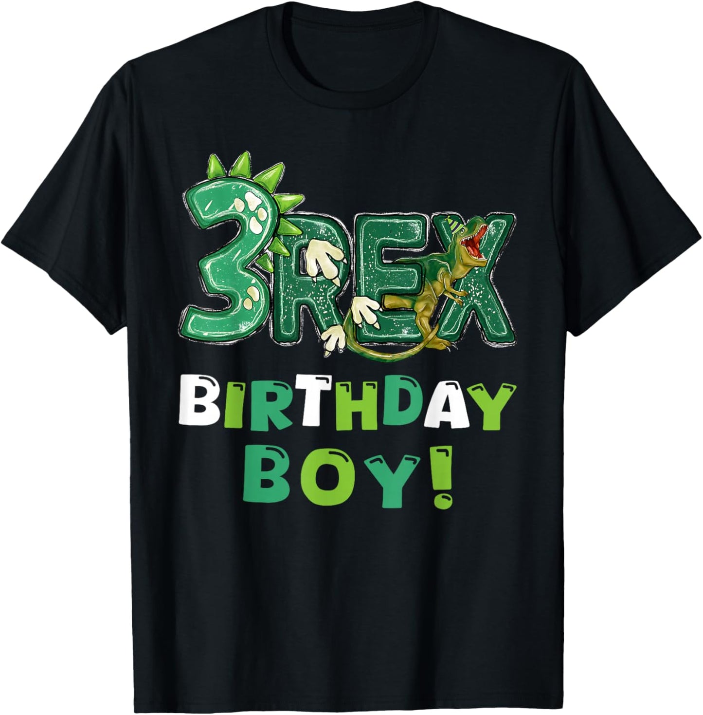 Three Rex 3rd Birthday Third Dinosaur 3 Year Old T-Shirt - T-Shirt | Black