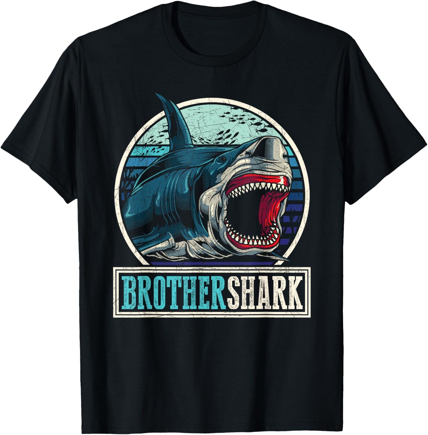 Retro Brother Aquarist Gift Animal Sea Monster Brother Shark T-Shirt - T-Shirt | Black