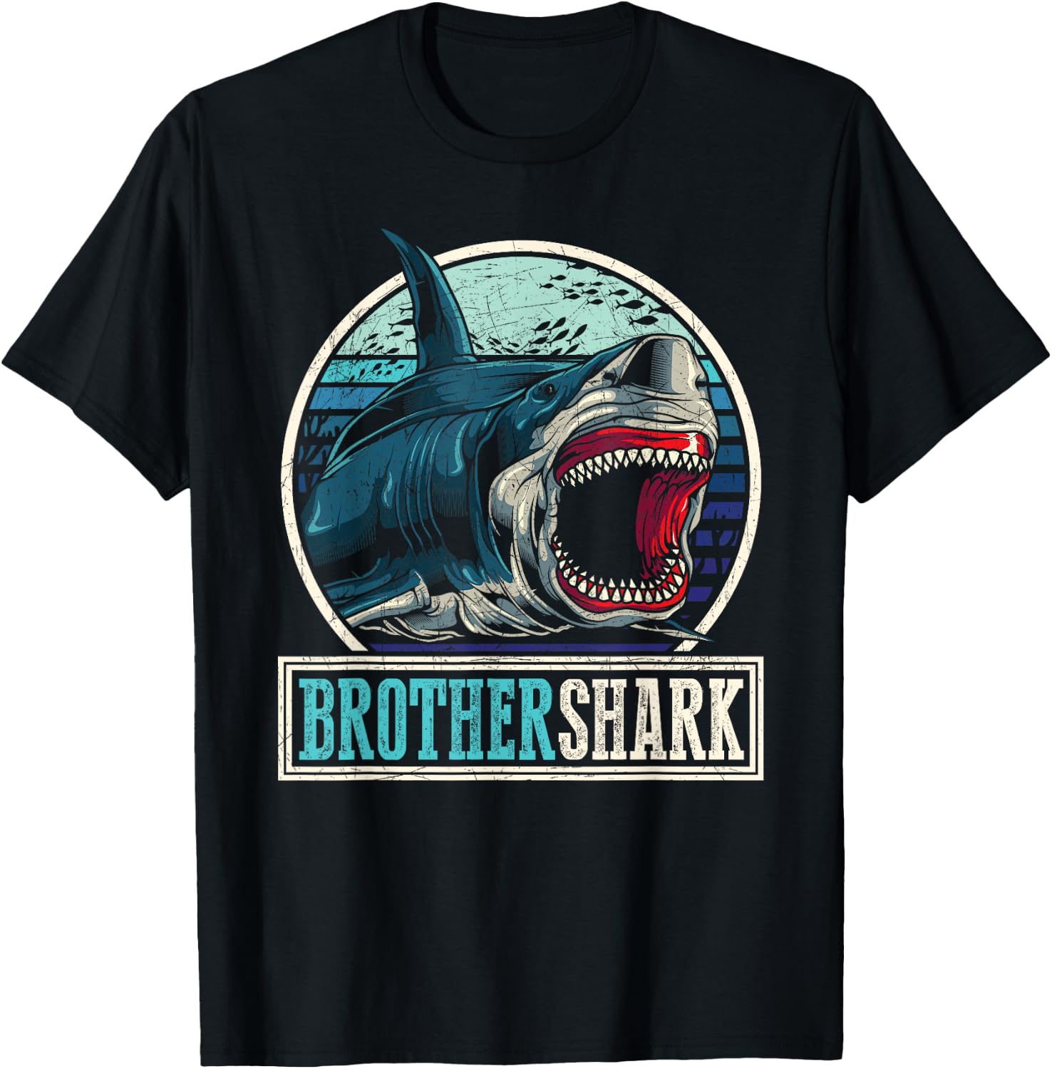 Retro Brother Aquarist Gift Animal Sea Monster Brother Shark T-Shirt - T-Shirt | Black