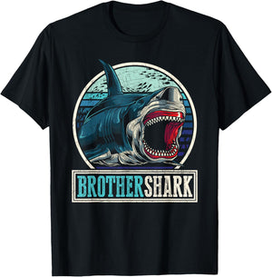 Retro Brother Aquarist Gift Animal Sea Monster Brother Shark T-Shirt - T-Shirt | Black