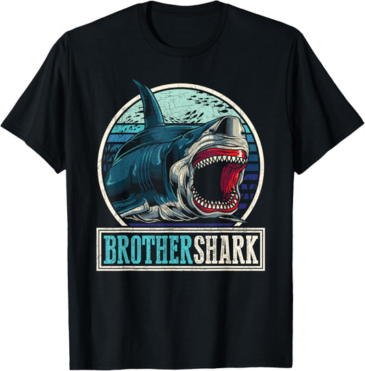 Retro Brother Aquarist Gift Animal Sea Monster Brother Shark T-Shirt - T-Shirt | Black