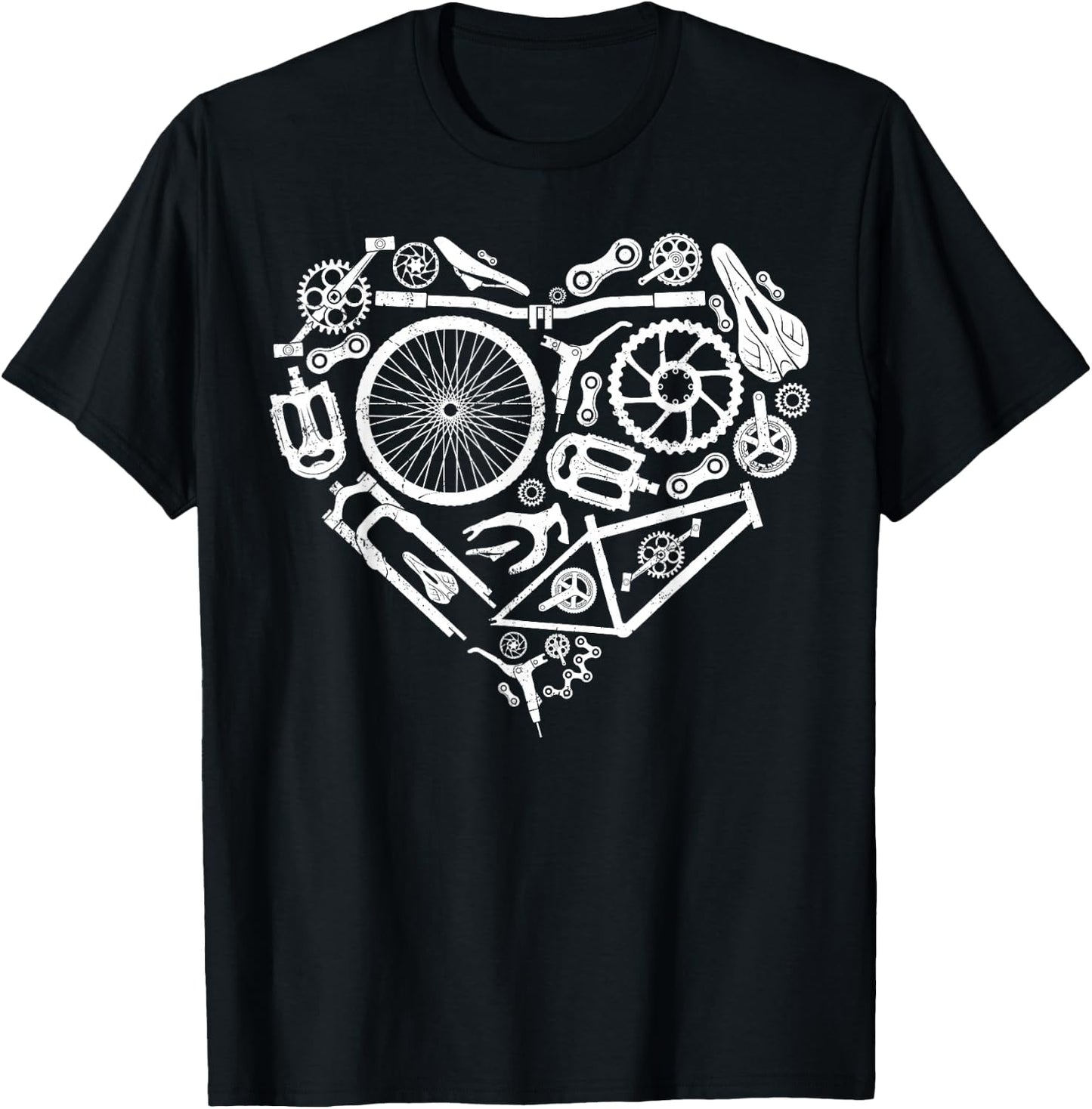 Enduro MTB Mountain Bike Riding Downhill Heart Bike Parts T-Shirt - T-Shirt | Black
