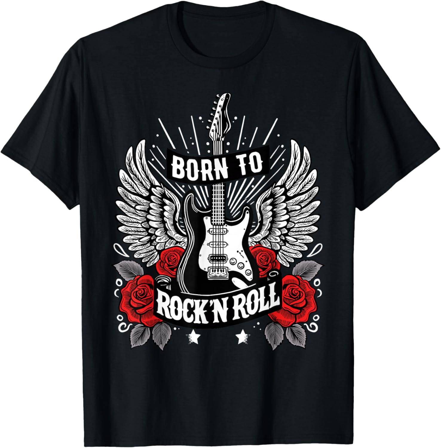 Born To Rock Lets Rock Vintage-Retro-Rock&Roll-Rockkonzert T-Shirt - T-Shirt | Black