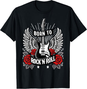 Born To Rock Lets Rock Vintage-Retro-Rock&Roll-Rockkonzert T-Shirt - T-Shirt | Black