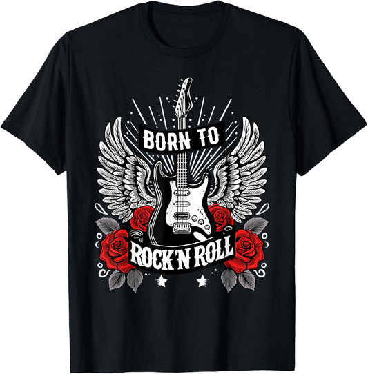 Born To Rock Lets Rock Vintage-Retro-Rock&Roll-Rockkonzert T-Shirt - T-Shirt | Black