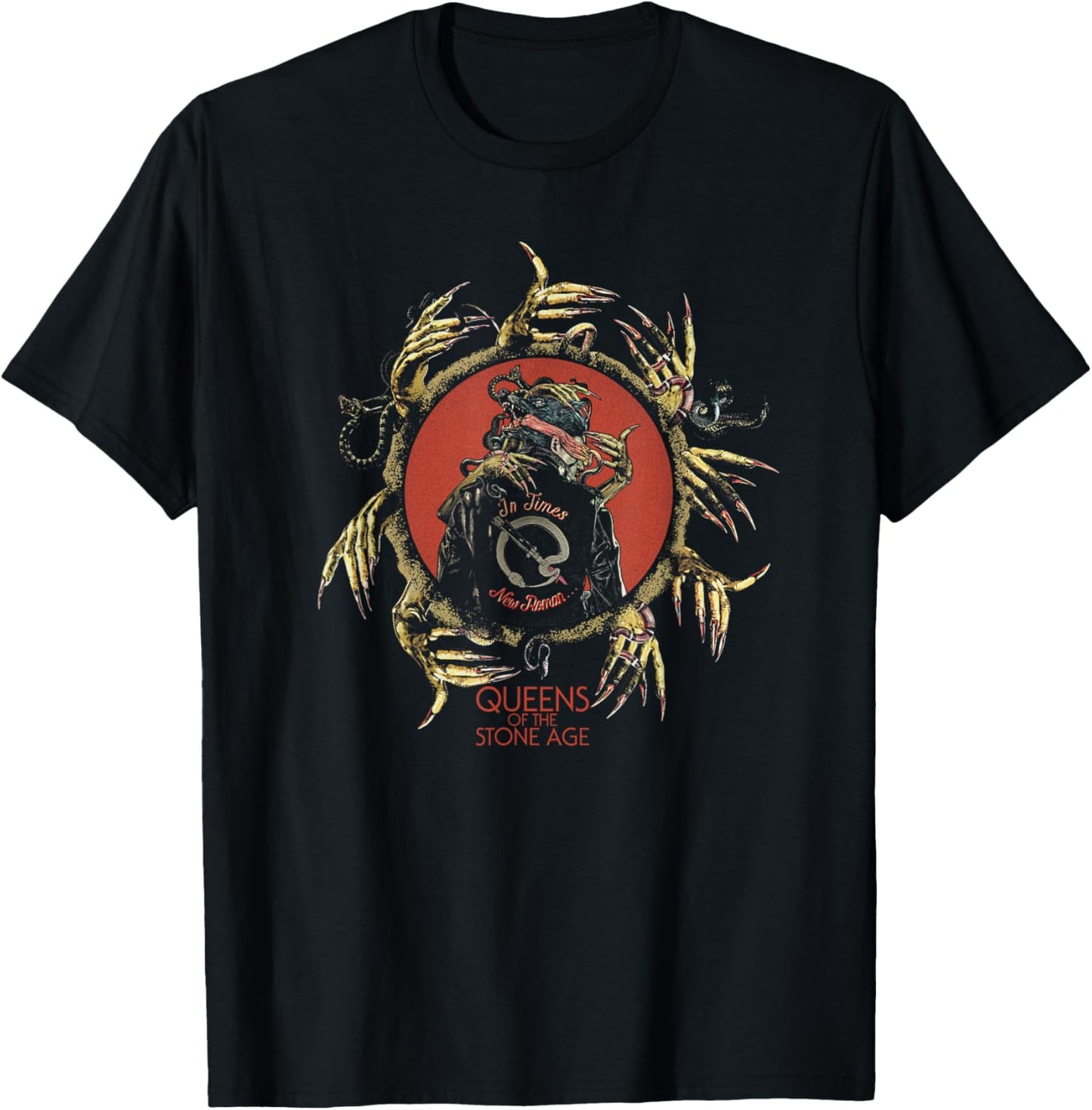 Official Queens of The Stone Age Hands in Times T-Shirt - T-Shirt | Black
