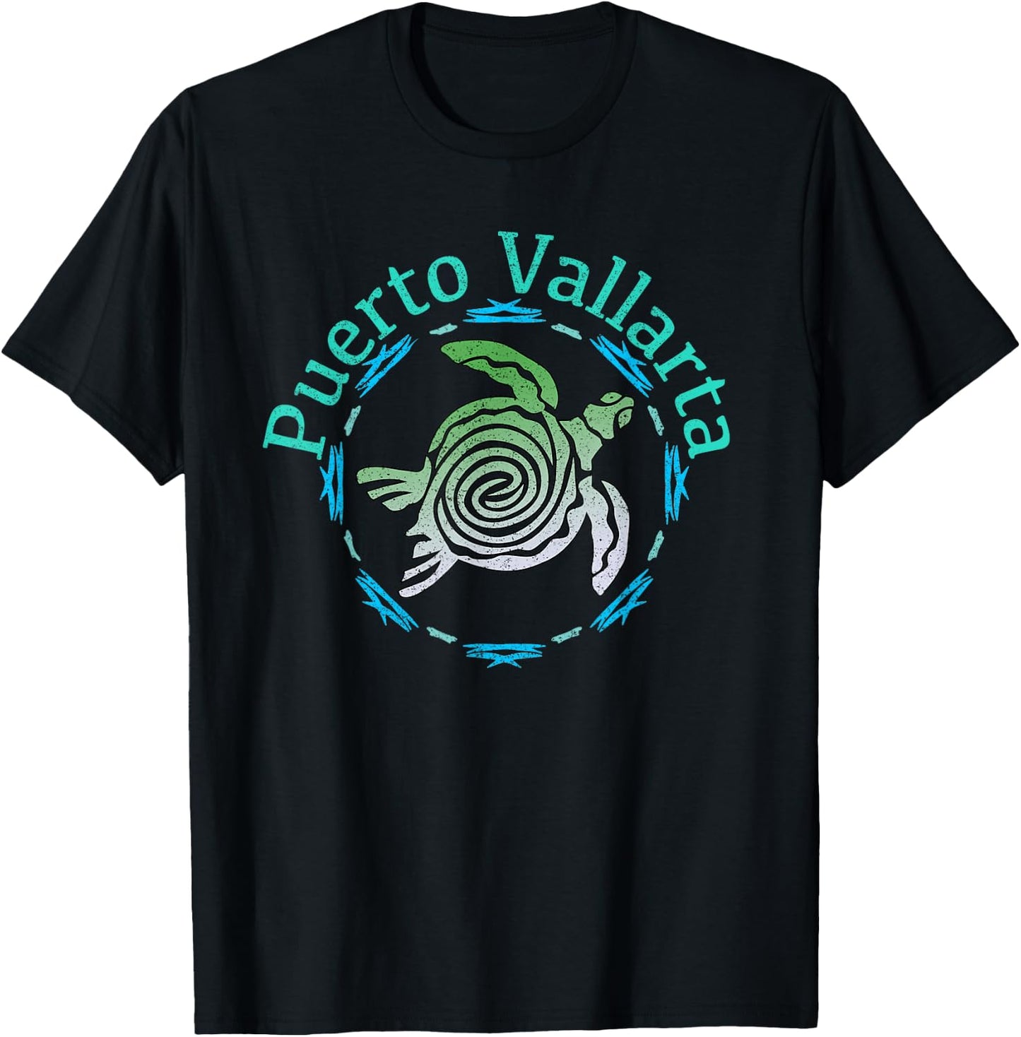 Puerto Vallarta Vintage Tribal Turtle T-Shirt - T-Shirt | Black