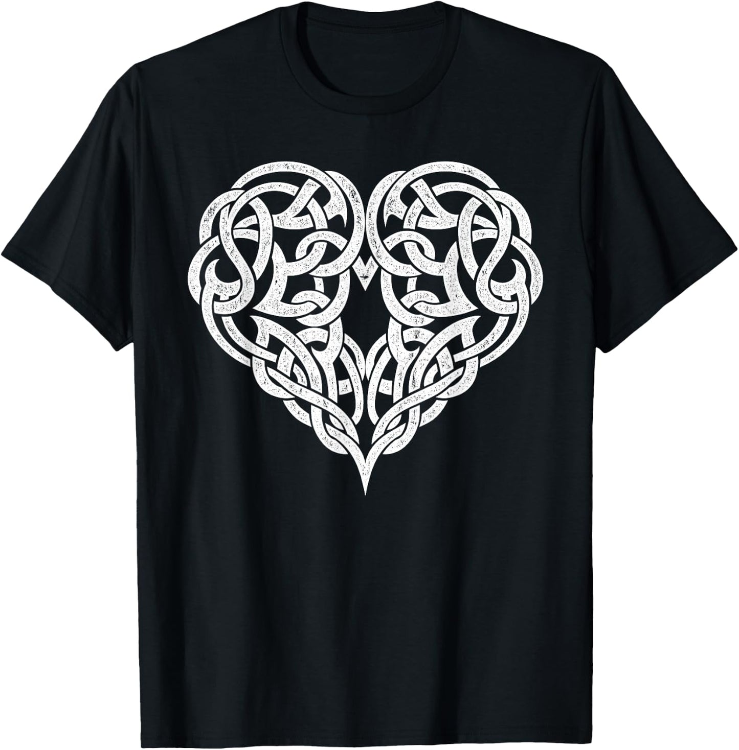 Celtic Knot Heart Symbol Tattoo Style Irish Tribal Art T-Shirt - T-Shirt | Black