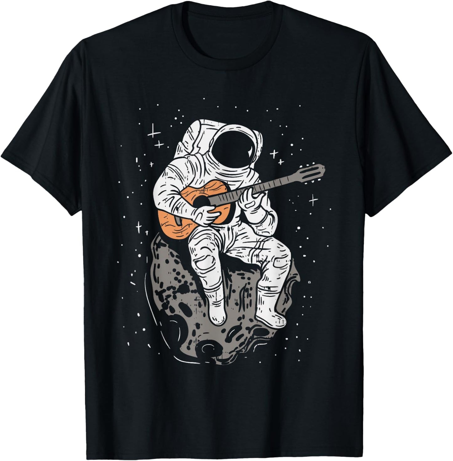 Astronaut Playin Guitar Shirt Galaxy Spaceman Guitarist Gift T-Shirt - T-Shirt | Black
