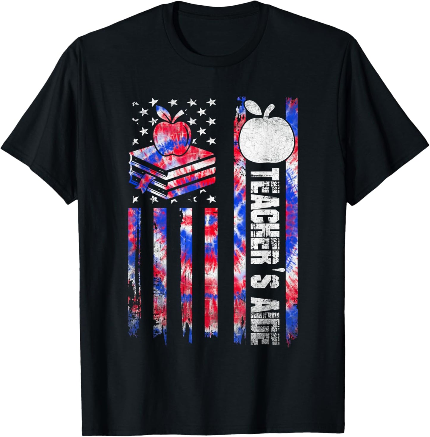 Red White Blue Tie Dye USA Flag Teacher's Aide 4th of July T-Shirt - T-Shirt | Black