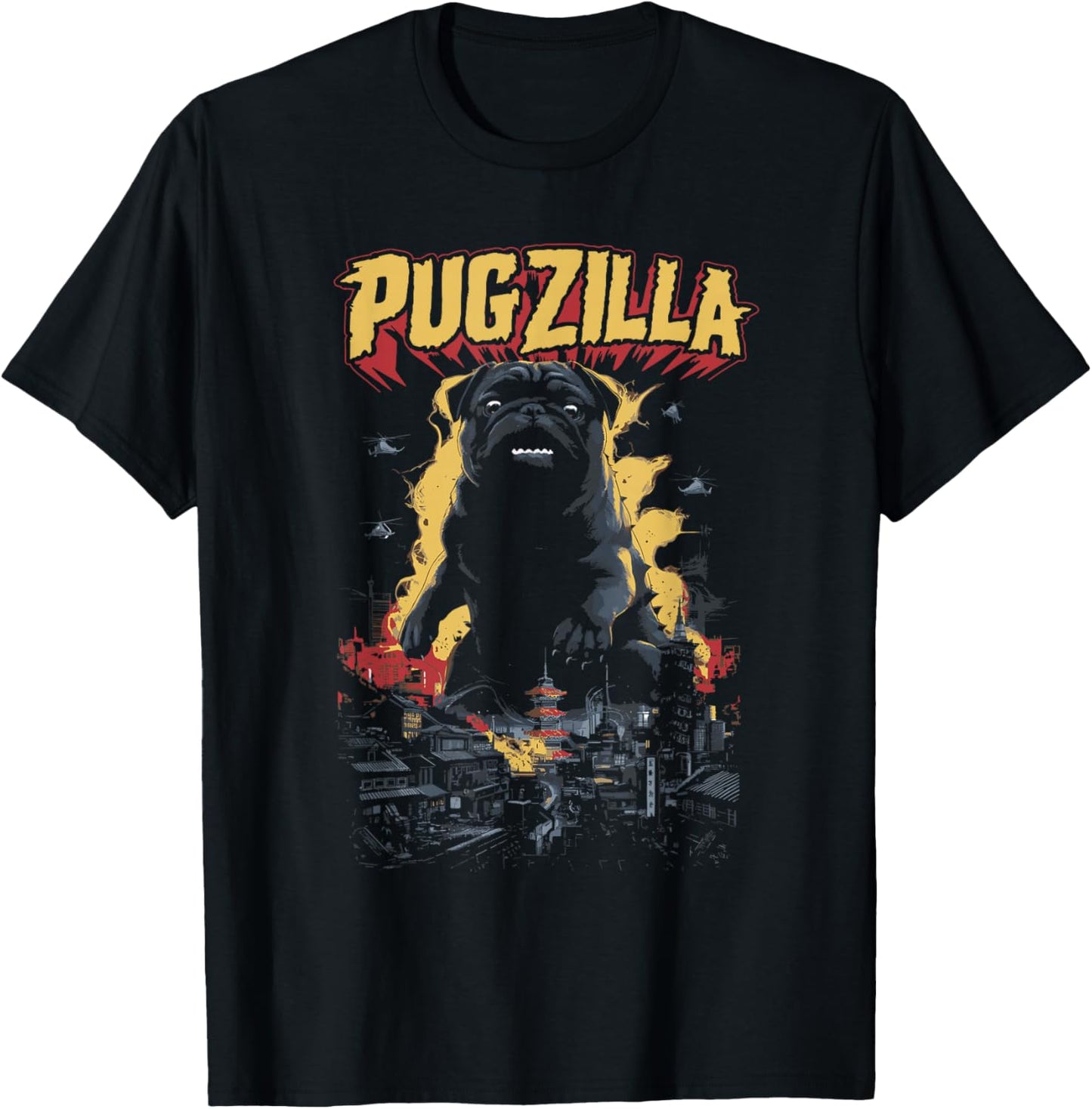 Pugzilla Funny Pug Lover Pug Owner T-Shirt - T-Shirt | Black