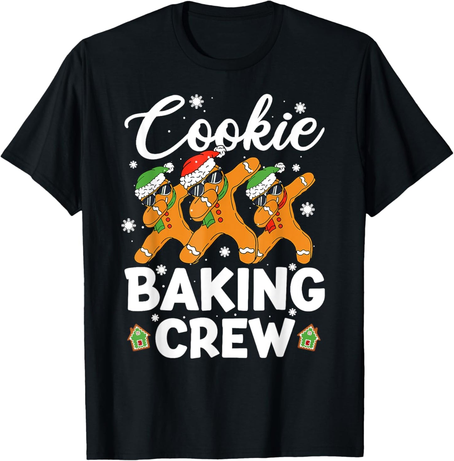 Dancing Gingerbread Man Cookie Baking Crew Christmas Funny T-Shirt - T-Shirt | Black