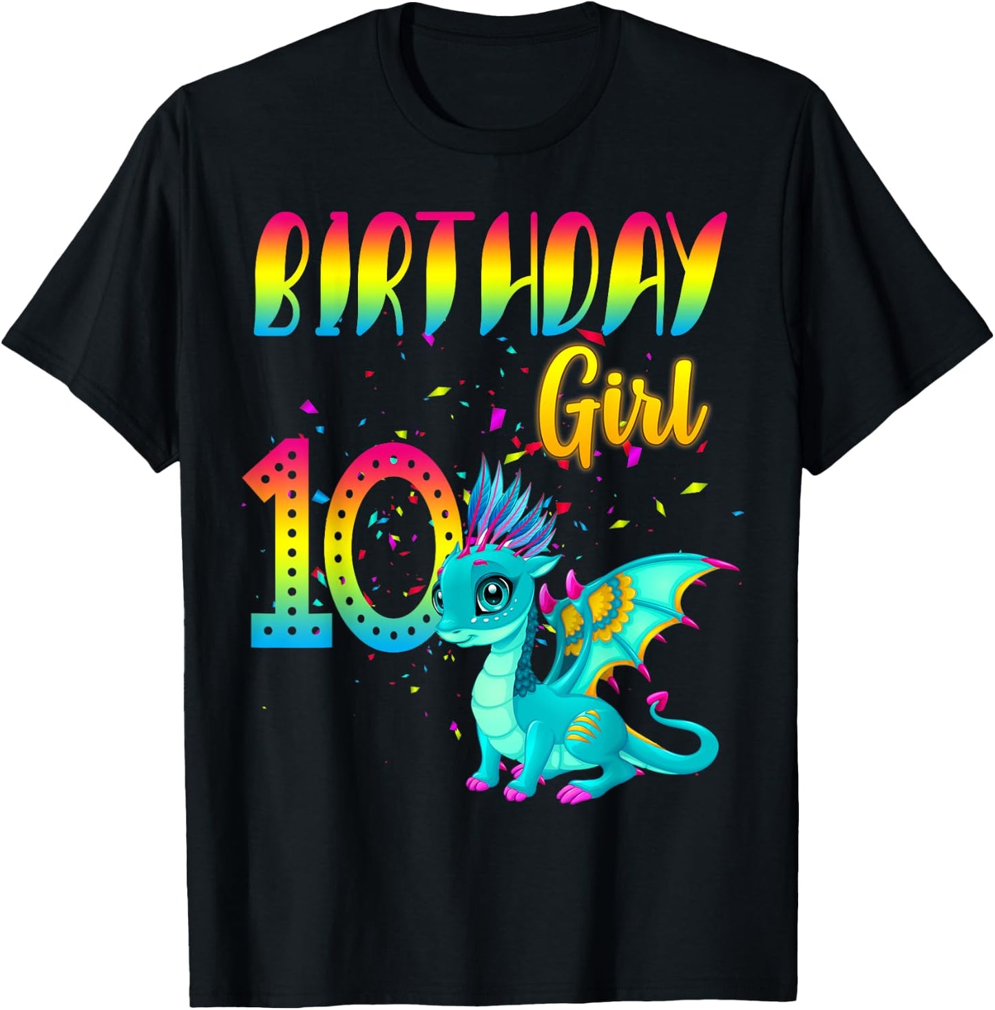 Birthday Girl Dragon 10 Theme Party Outfit T-Shirt - T-Shirt | Black