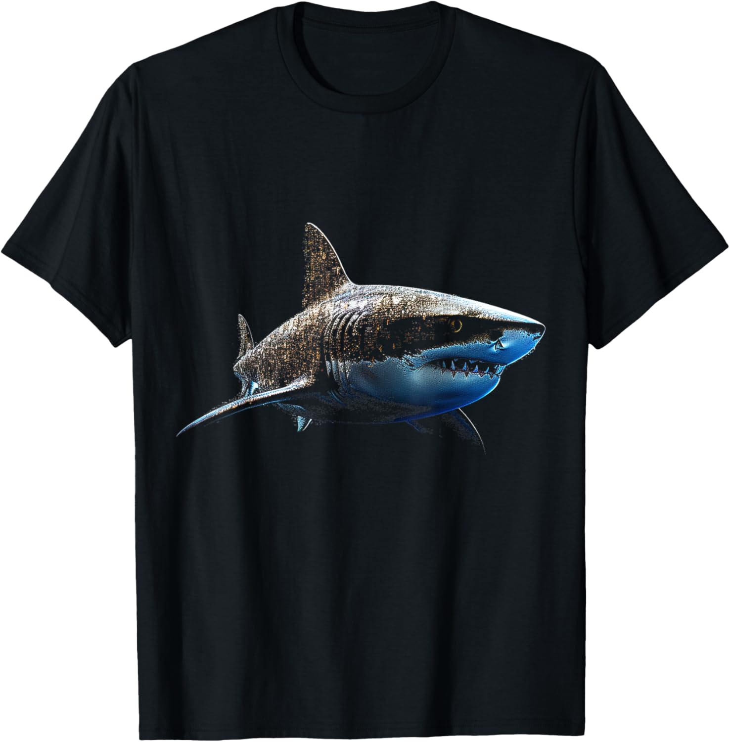 Shark Love Pixel Art Animal Illustration Graphic Shark T-Shirt - T-Shirt | Black