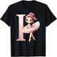 Ballerina Girl Dancing Name First Letter I Girly Tutu Ballet T-Shirt - T-Shirt | Black