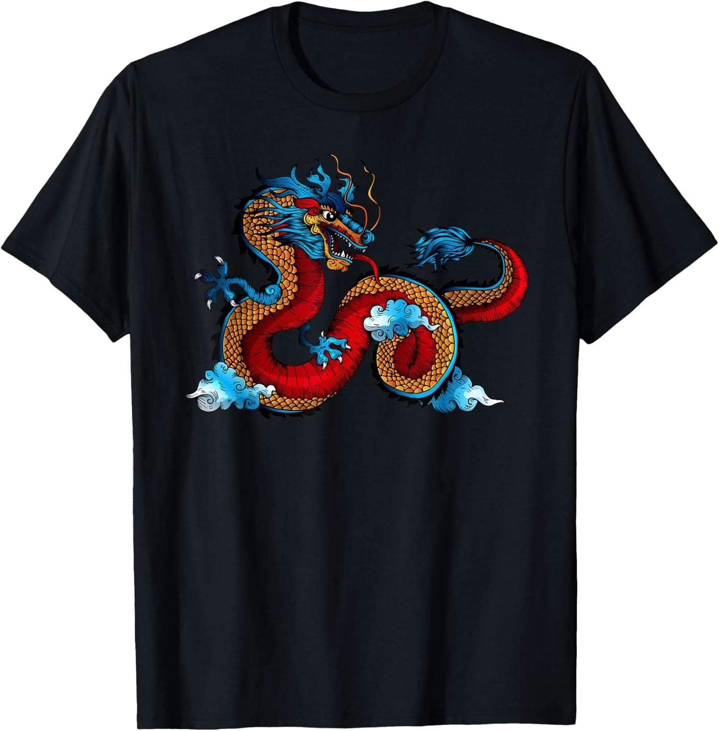 Beautiful Chinese Dragon in The Clouds Art T-Shirt - T-Shirt | Black