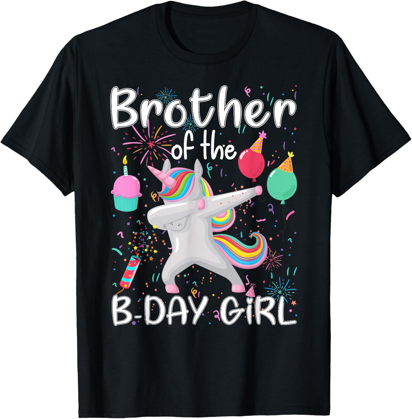 Brother of The Birthday Girl Unicorn Dabbing Party T-Shirt - T-Shirt | Black
