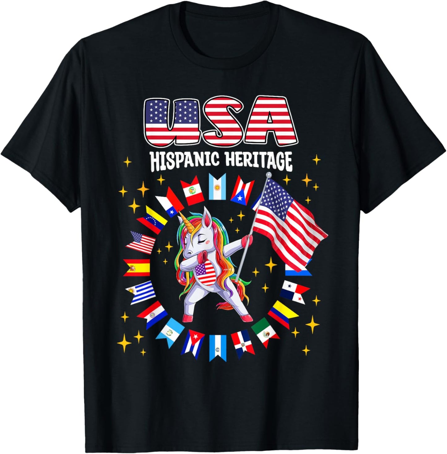 Hispanic Heritage Month USA flag kids boys girls toddler T-Shirt - T-Shirt | Black