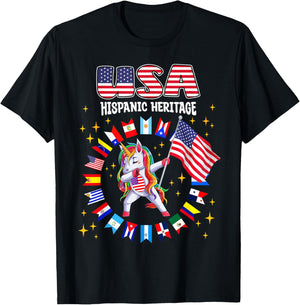 Hispanic Heritage Month USA flag kids boys girls toddler T-Shirt - T-Shirt | Black