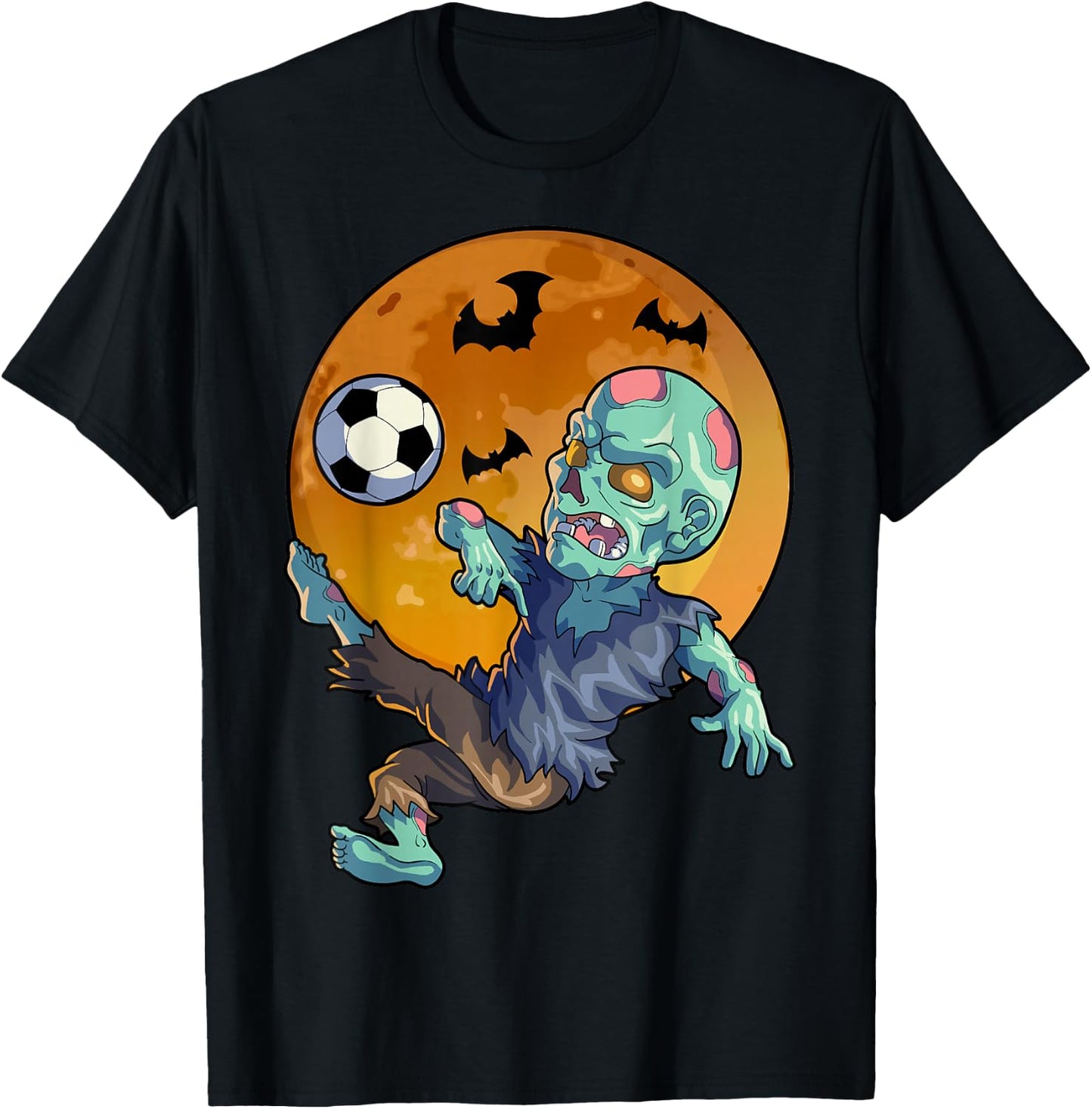 Soccer Zombie Halloween Men Boys Soccer Halloween T-Shirt - T-Shirt | Black