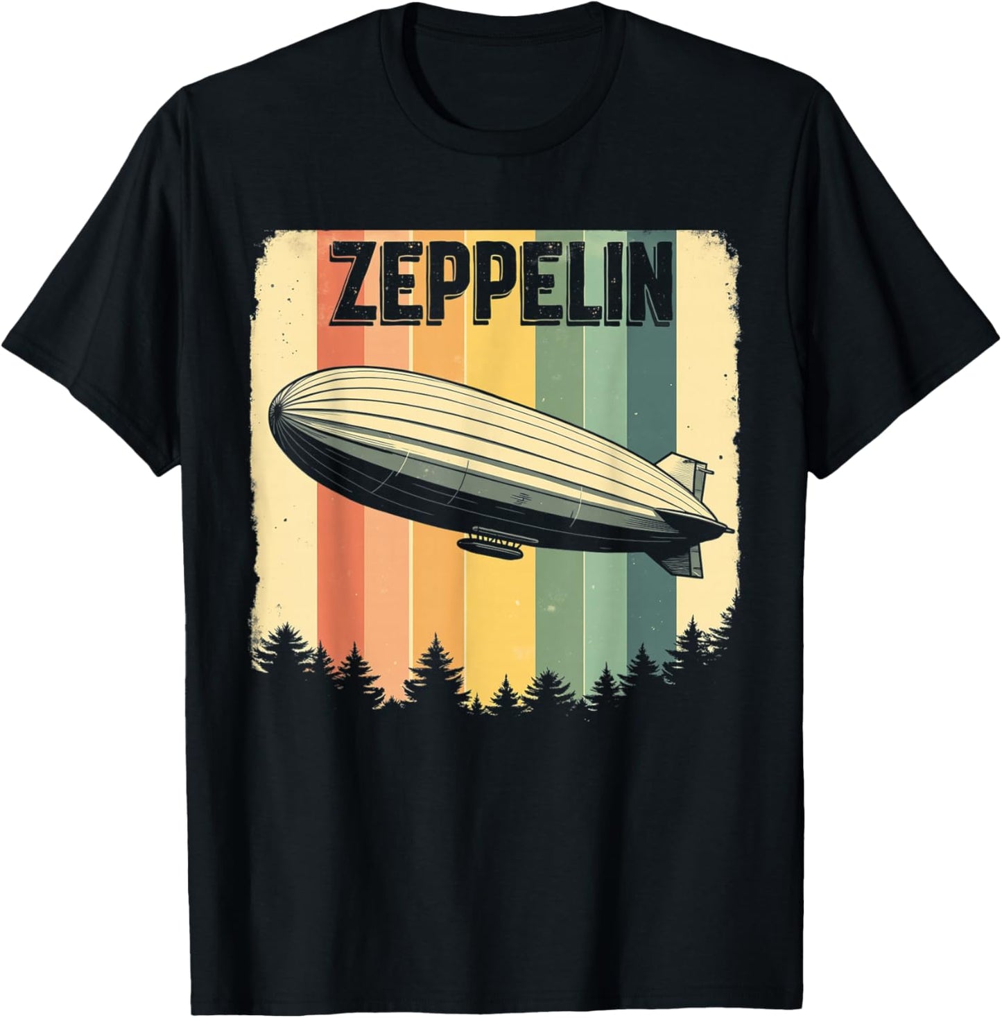 Zeppelin t Shirt Zepelin Vintage 70s 80s Dirigible Airship T-Shirt - T-Shirt | Black