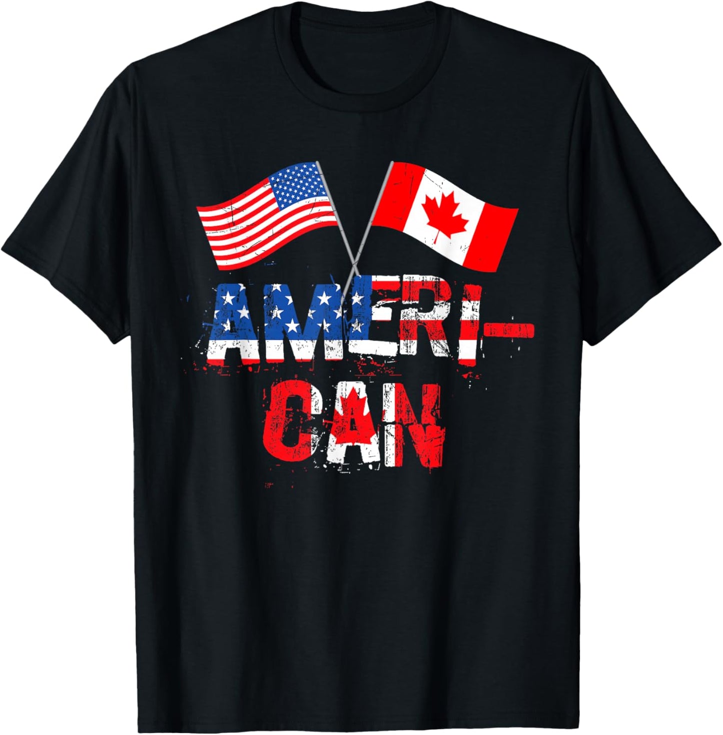 Retro Ameri-Can Canada USA Flag Patriotic Canadian American T-Shirt - T-Shirt | Black