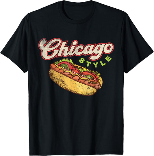 Chicago Hot Dog Hotdog Tourist Summer Souvenir Travel T-Shirt - T-Shirt | Black