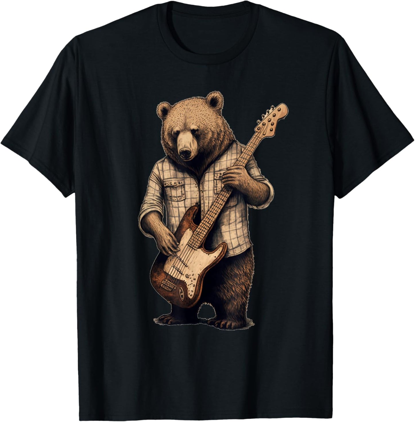 Bear Playing Bass Guitar Bear Guitarist Music Lovers T-Shirt - T-Shirt | Black