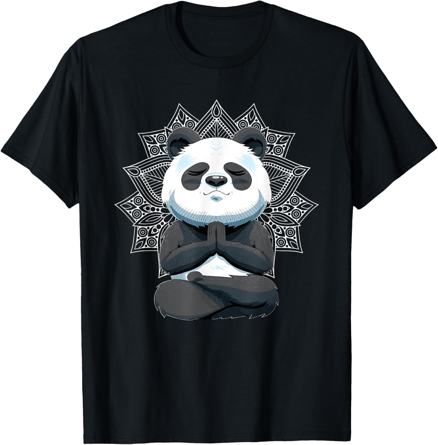 Meditating Panda Bear Yoga Pose T-Shirt - T-Shirt | Black