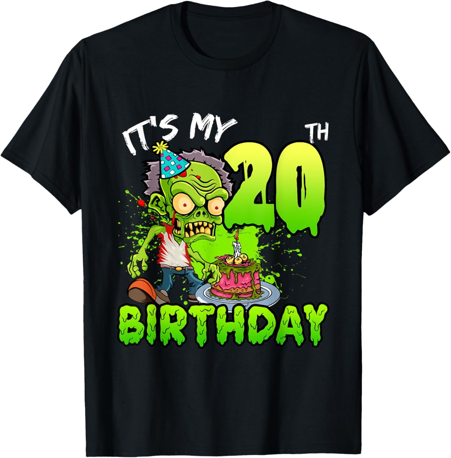 It's My 20th Birthday Zombie Lover 20 Year Old Boys Girls T-Shirt - T-Shirt | Black