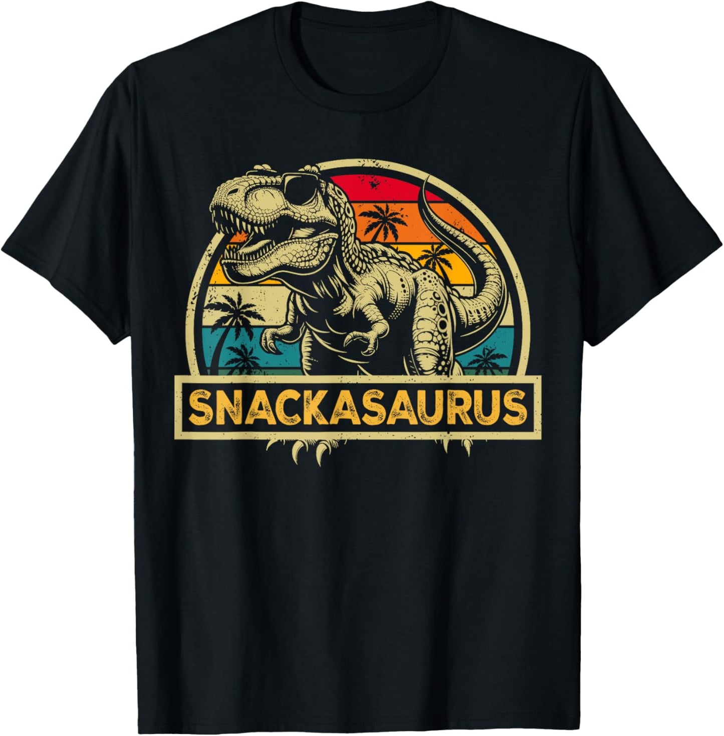 Snackasaurus T Rex Dinosaur Snack a Saurus Family Matching T-Shirt - T-Shirt | Black