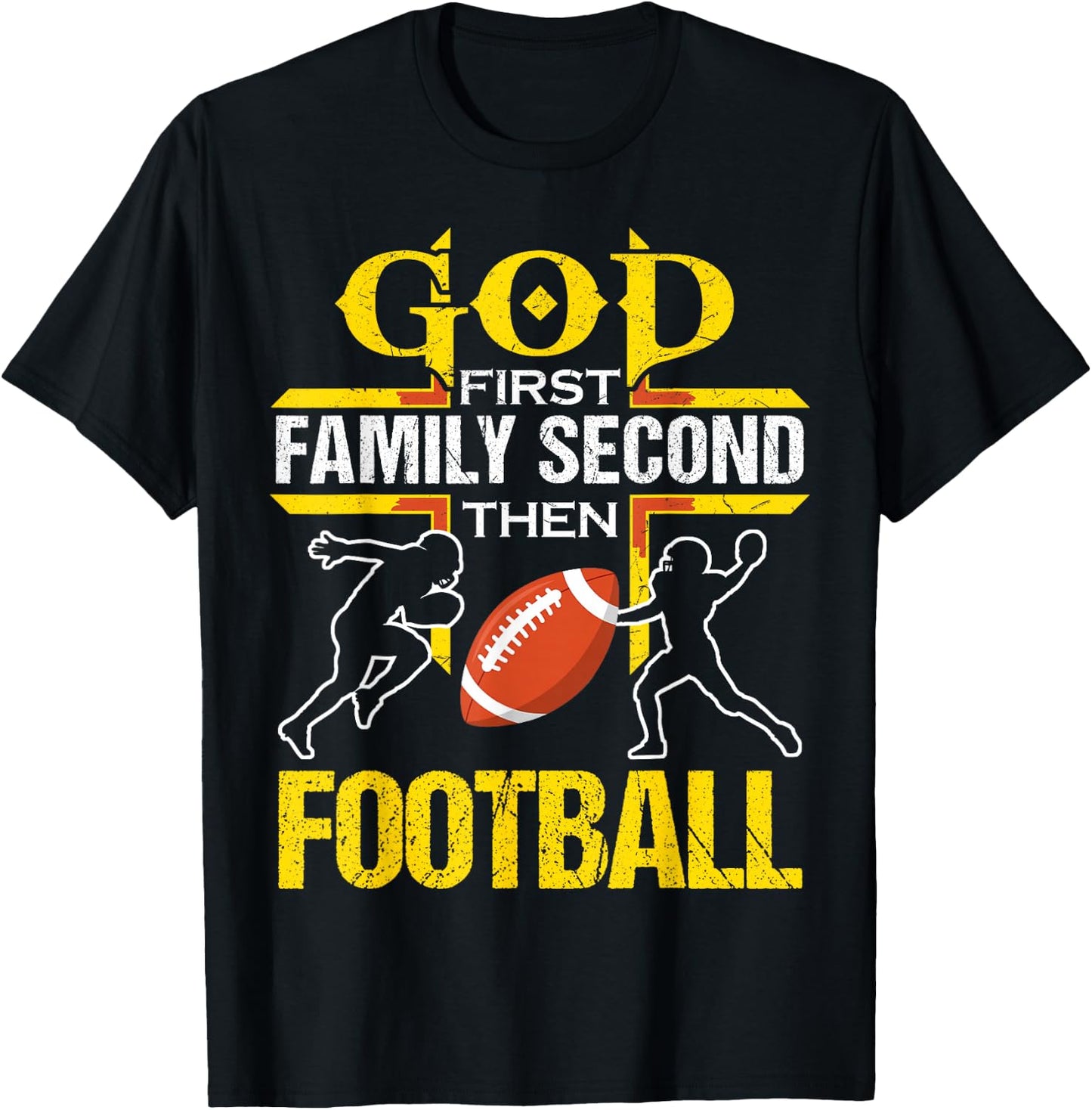 God First Family Second Then Football women T-Shirt - T-Shirt | Black