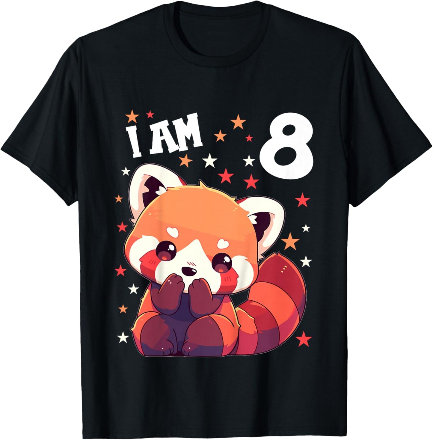 8 Years old 8 birthday Red Pandas Boy Girl Red Panda T-Shirt - T-Shirt | Black