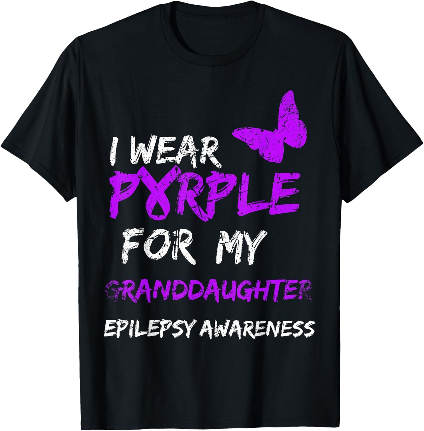 Epilepsy I Wear Purple For My Granddaughter Ribbon T-Shirt - T-Shirt | Black