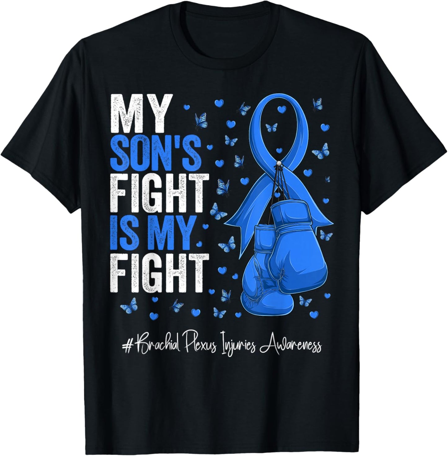 Blue Ribbon Son Brachial Plexus Injuries Awareness T-Shirt - T-Shirt | Black