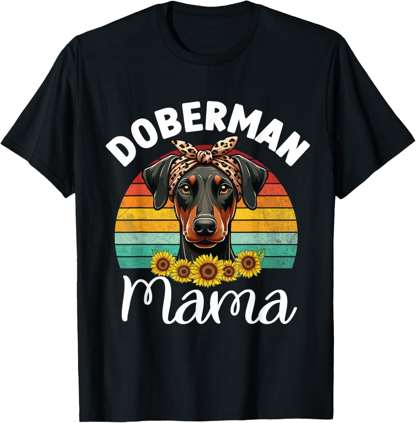 Vintage Doberman Pinscher Mama Retro Dog Lovers Mother's Day T-Shirt - T-Shirt | Black