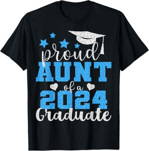 Super Proud Aunt of 2024 Graduate Awesome Family College T-Shirt - T-Shirt | Black