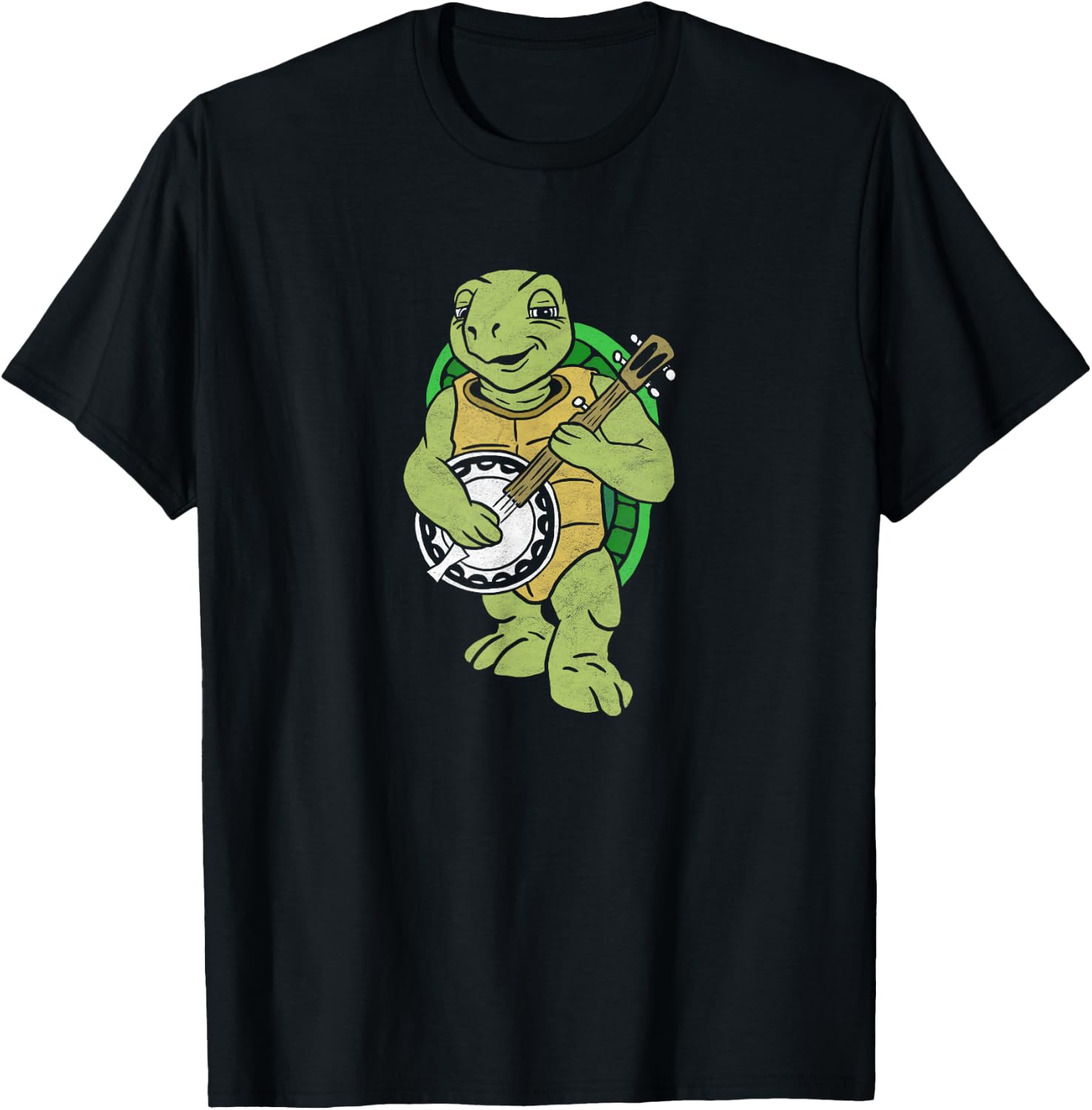 Banjo Turtle Vintage Funny Terrapin Bluegrass Graphic T-Shirt - T-Shirt | Black