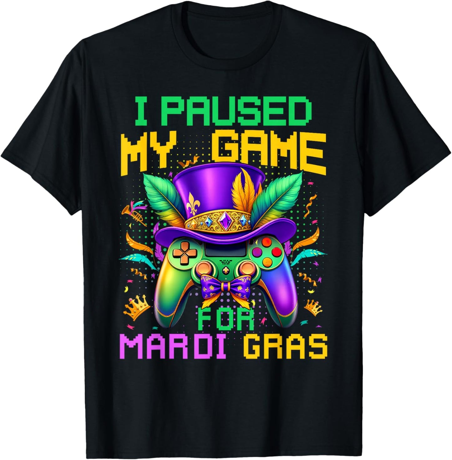 I Paused My Game For Mardi Gras Video Game Controller Boys T-Shirt - T-Shirt | Black