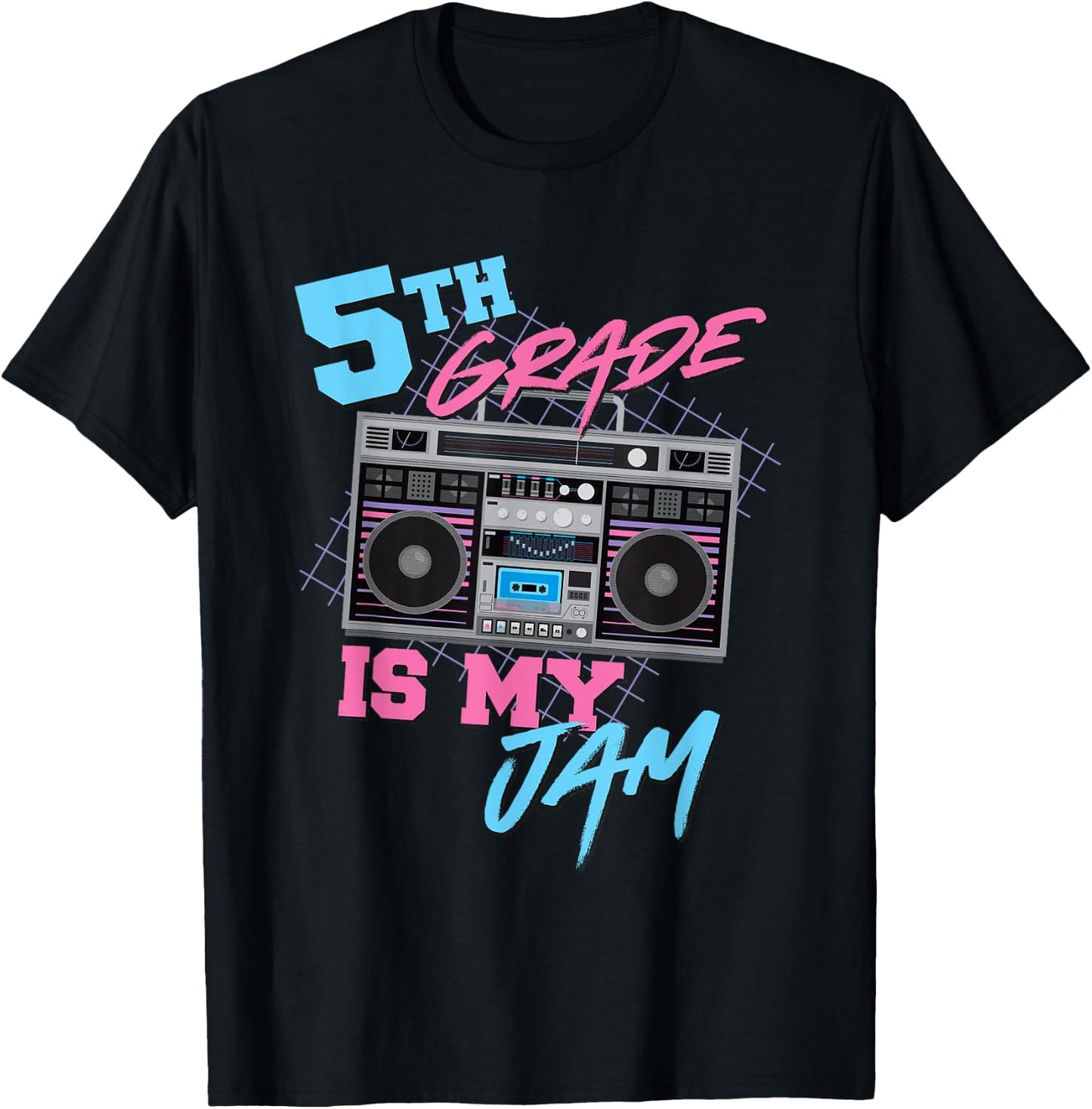 5th Grade Is My Jam - Vintage 80s Boombox Teacher Student T-Shirt - T-Shirt | Black