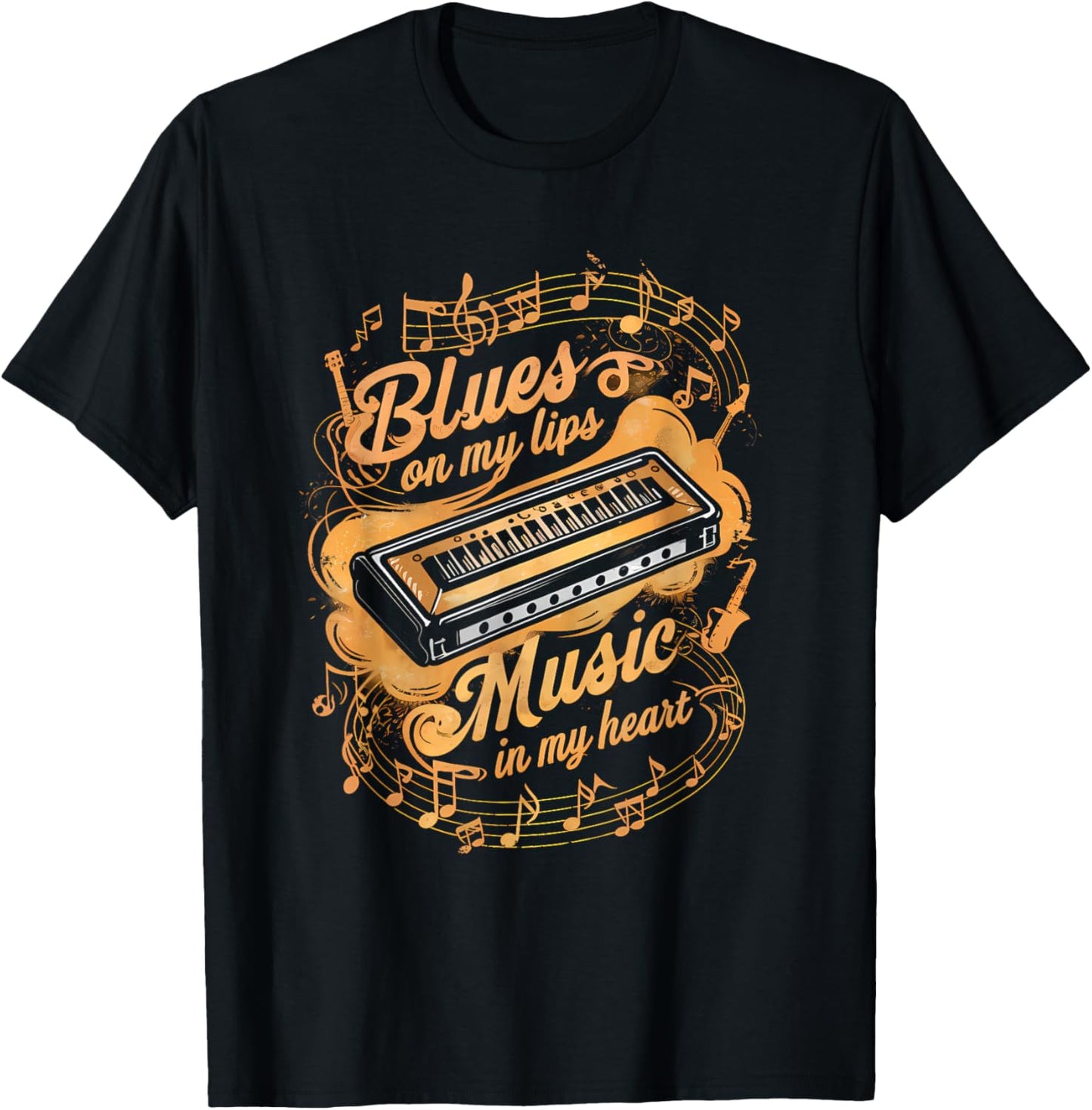 Harmonicas For Beginners Harmonicas For Adults Harmonica T-Shirt - T-Shirt | Black