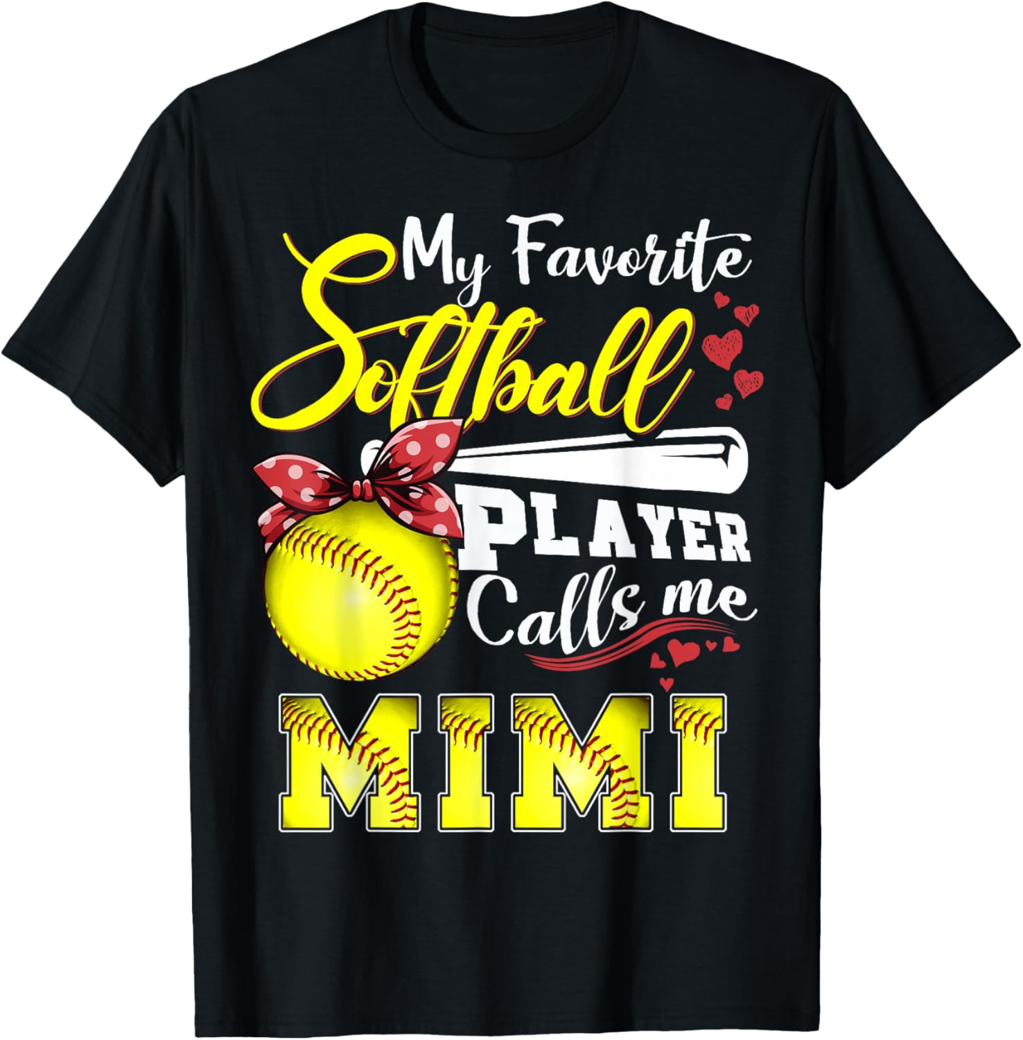 My Favorite Softball Player calls me Mimi Mothers day T-Shirt - T-Shirt | Black