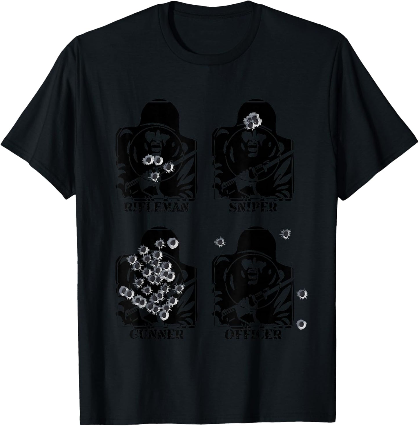Funny Army Rifle Range Target Rifleman Sniper Gunner Officer T-Shirt - T-Shirt | Black