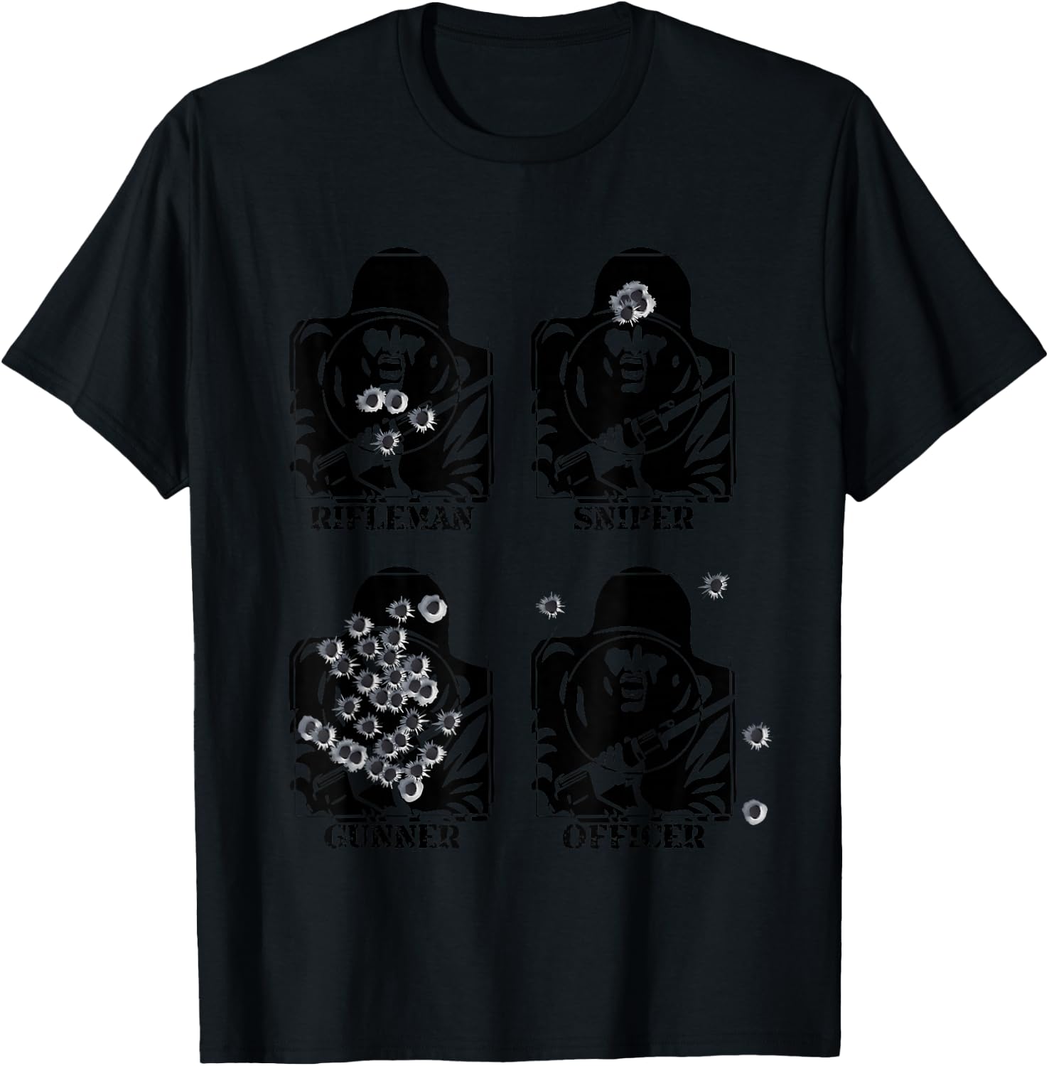 Funny Army Rifle Range Target Rifleman Sniper Gunner Officer T-Shirt - T-Shirt | Black