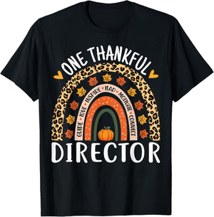 Thankful Director Thanksgiving Rainbow Nursing Administrator T-Shirt - T-Shirt | Black