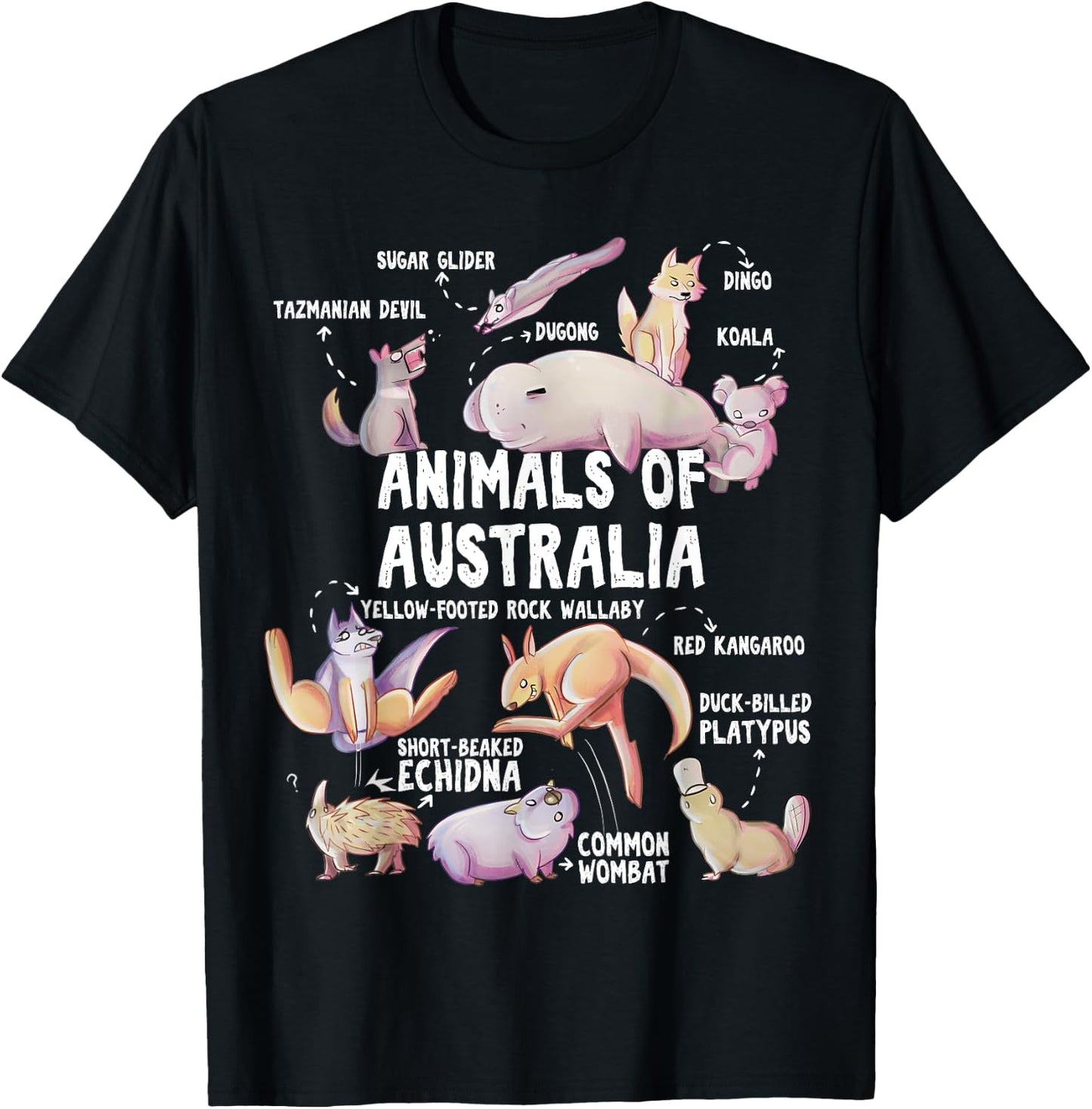 Animals Of Australia Australian Animal Educational Gift Cute T-Shirt - T-Shirt | Black