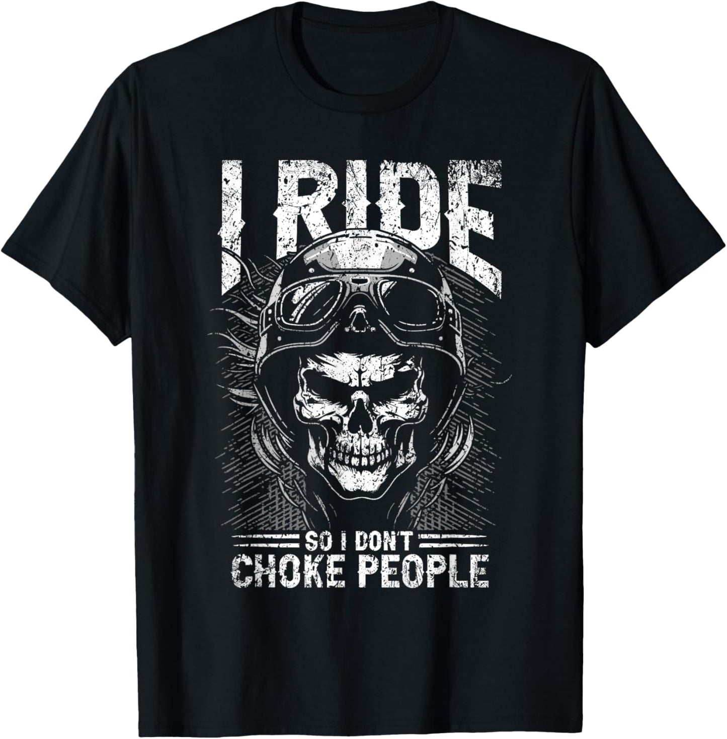 I Ride So I Don't Choke People - Vintage Motorcycle T-Shirt - T-Shirt | Black